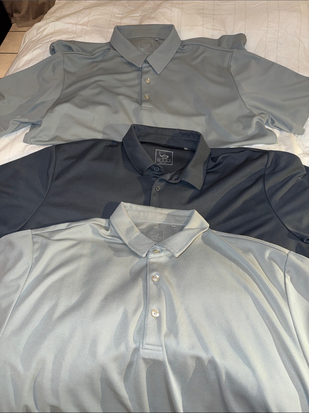 EAGEGOF Men’s  Performance Polo Shirt - Light Gray, Charcoal, Silver (3-Pack)